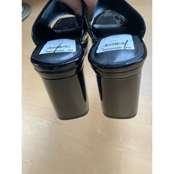 ABOUND "Sarah" Block Heel Mule Black Slide Patent - Picture 5 of 7